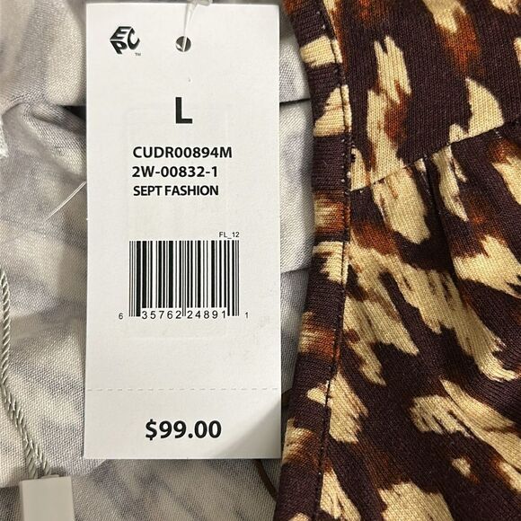 Cupio Mini Dress Large Smocked Leopard Print - Picture 14 of 15